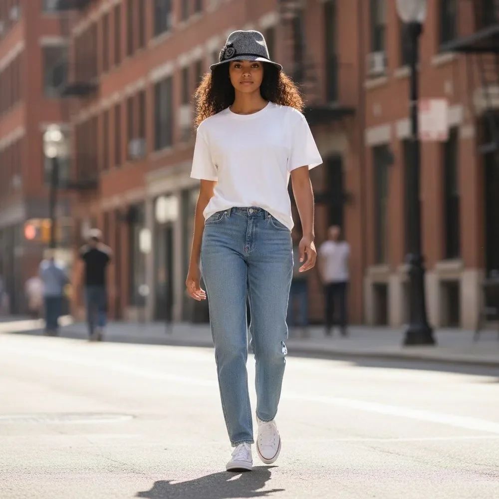 Chic Women's Gray Hat with Floral Detail